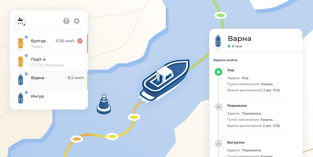 Система управления грузовым речным флотом